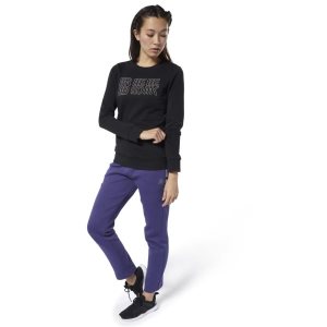 Bluza Damskie Reebok CN FRONT EMB CREWNECK Czarne PL 07JKHSW